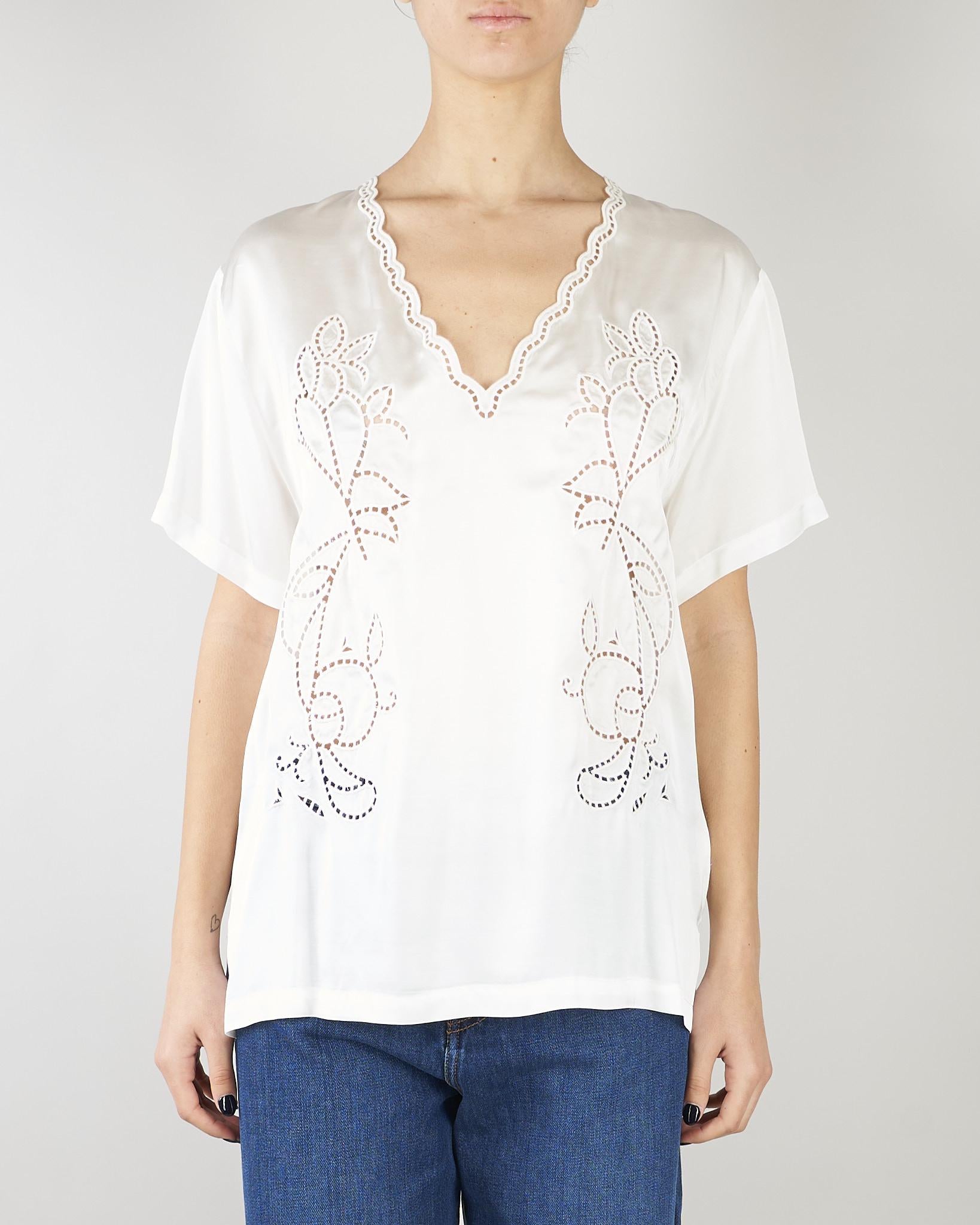 Blusa Bianco in viscosa con ricamo sangallo D48EK060EL1 MF249 ERMANNO BY ERMANNO SCERVINO 