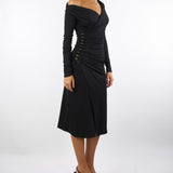 Abito Nero in jersey con bottoni gioiello AB82257E2 110 ELISABETTA FRANCHI 