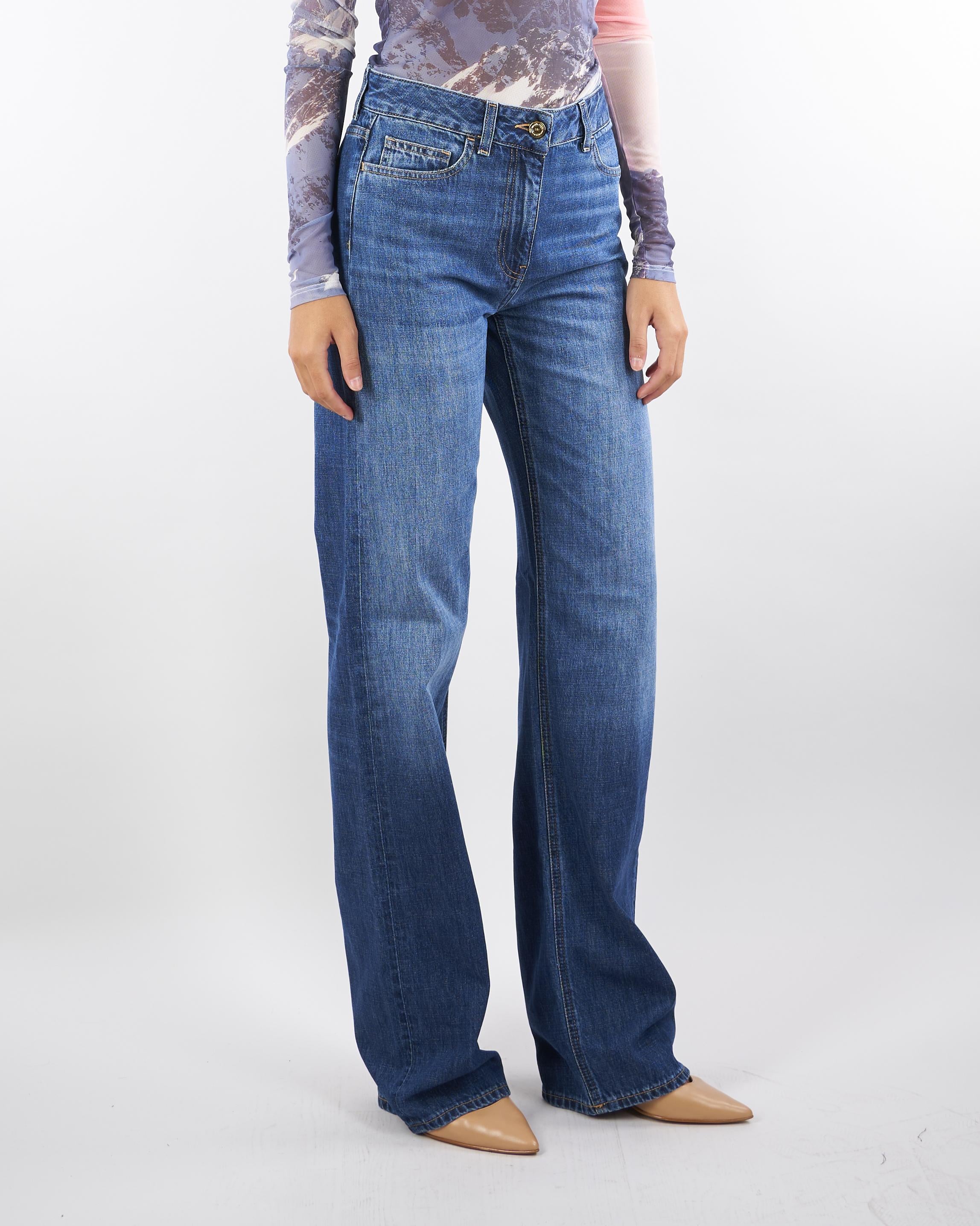 Jeans a palazzo con dettagli logo PJ09I56E2 104 ELISABETTA FRANCHI 