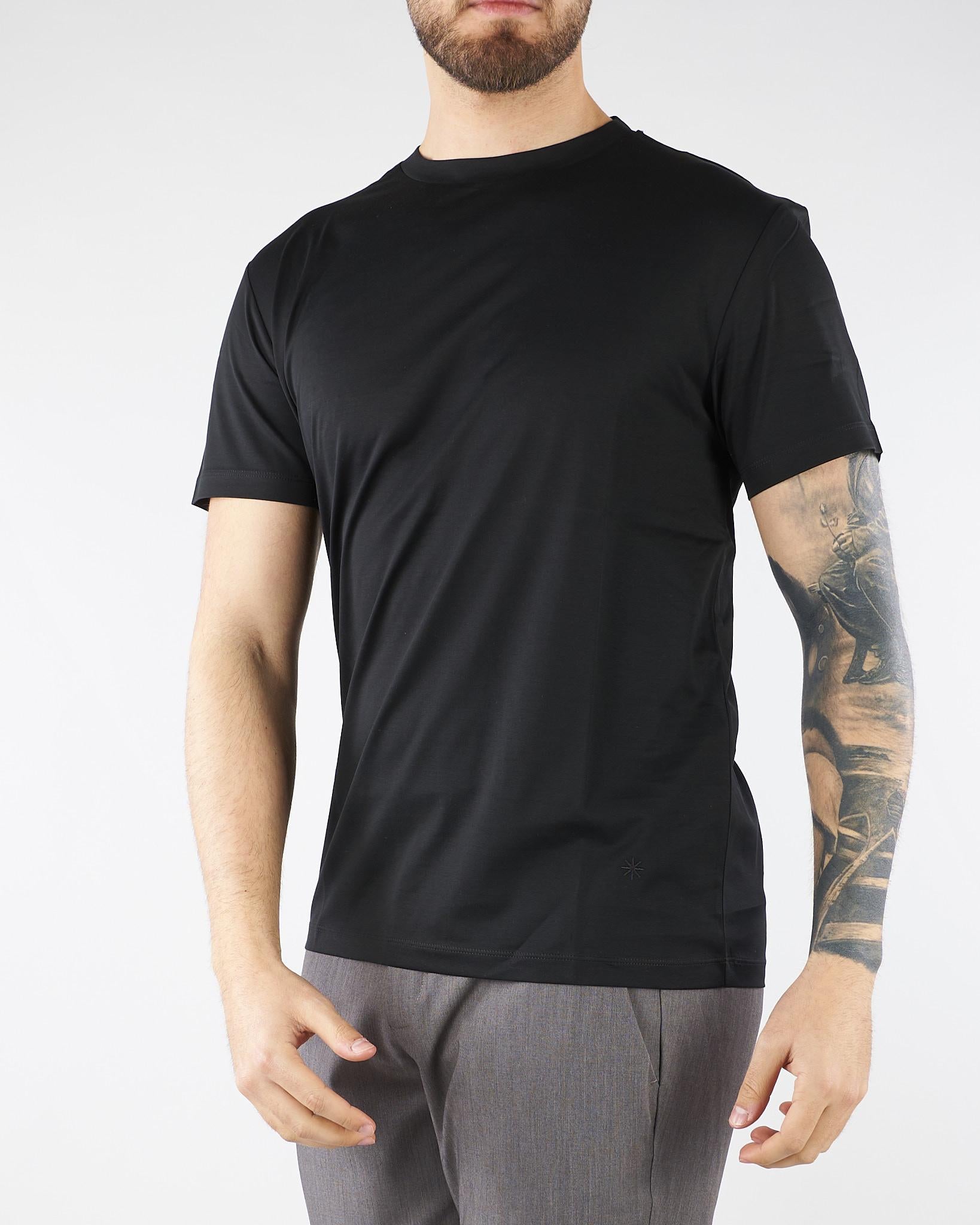T-shirt Nero in jersey di cotone 4030M001263210 99 MANUEL RITZ 