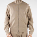 Felpa Beige full zip in double jersey con banda logata EM005222AF10013 U6107 EMPORIO ARMANI 