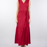 Abito Rosso in cotone a balze