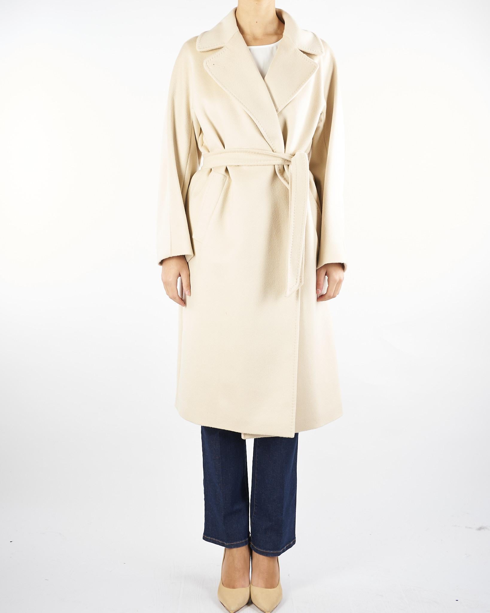 Cappotto Crema  midi doppiopetto in lana Resina RESINA 48 MAX MARA WEEKEND 