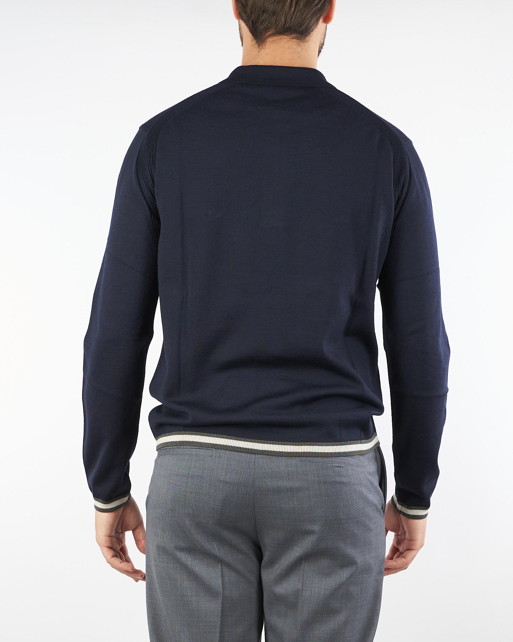 Maglia Polo Blu in lana rasata con zip EM001512AF14158 UB118 EMPORIO ARMANI 