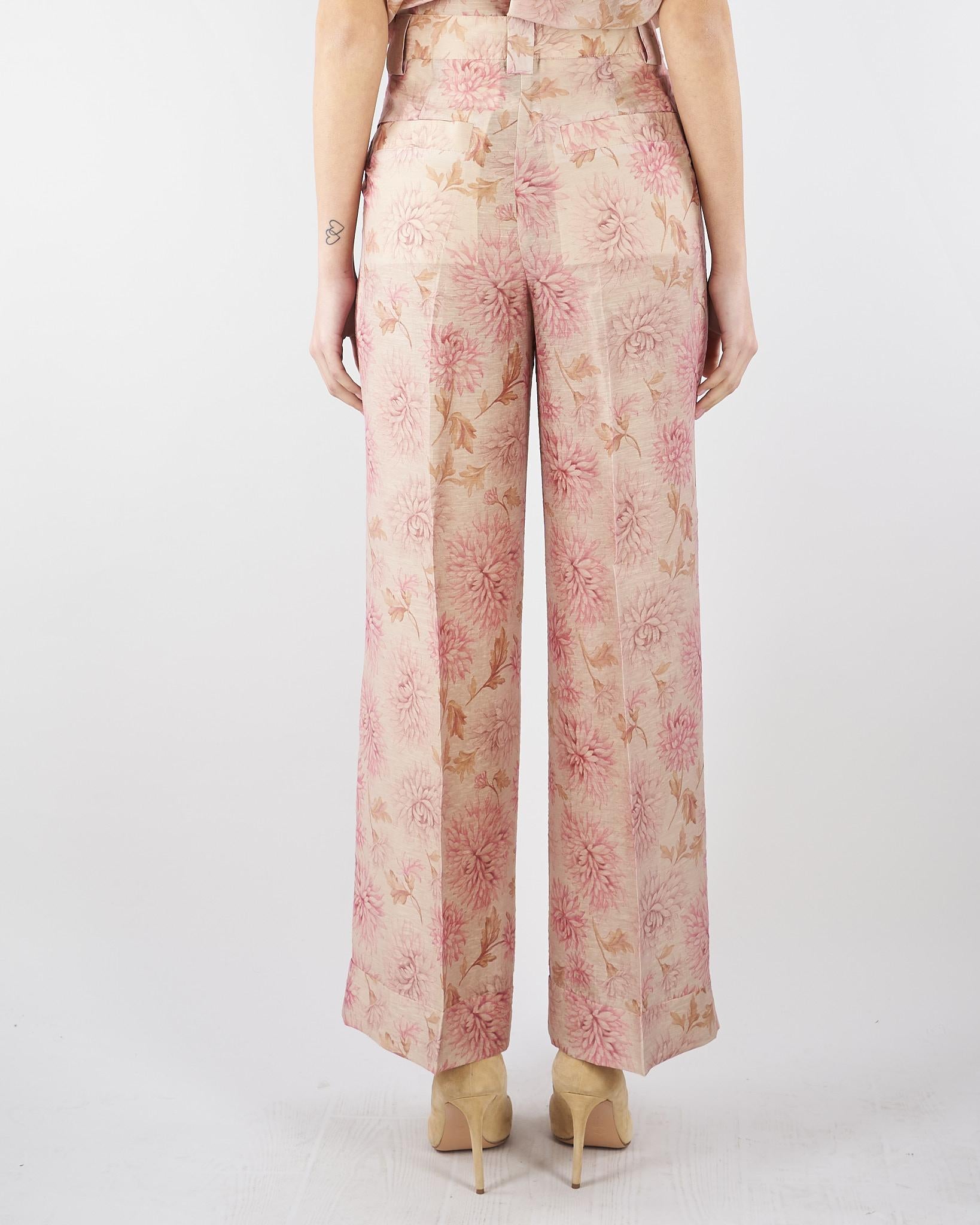 Pantalone ampio Rosa con piences in organza stampata PT1412450272 572 SEVENTY 