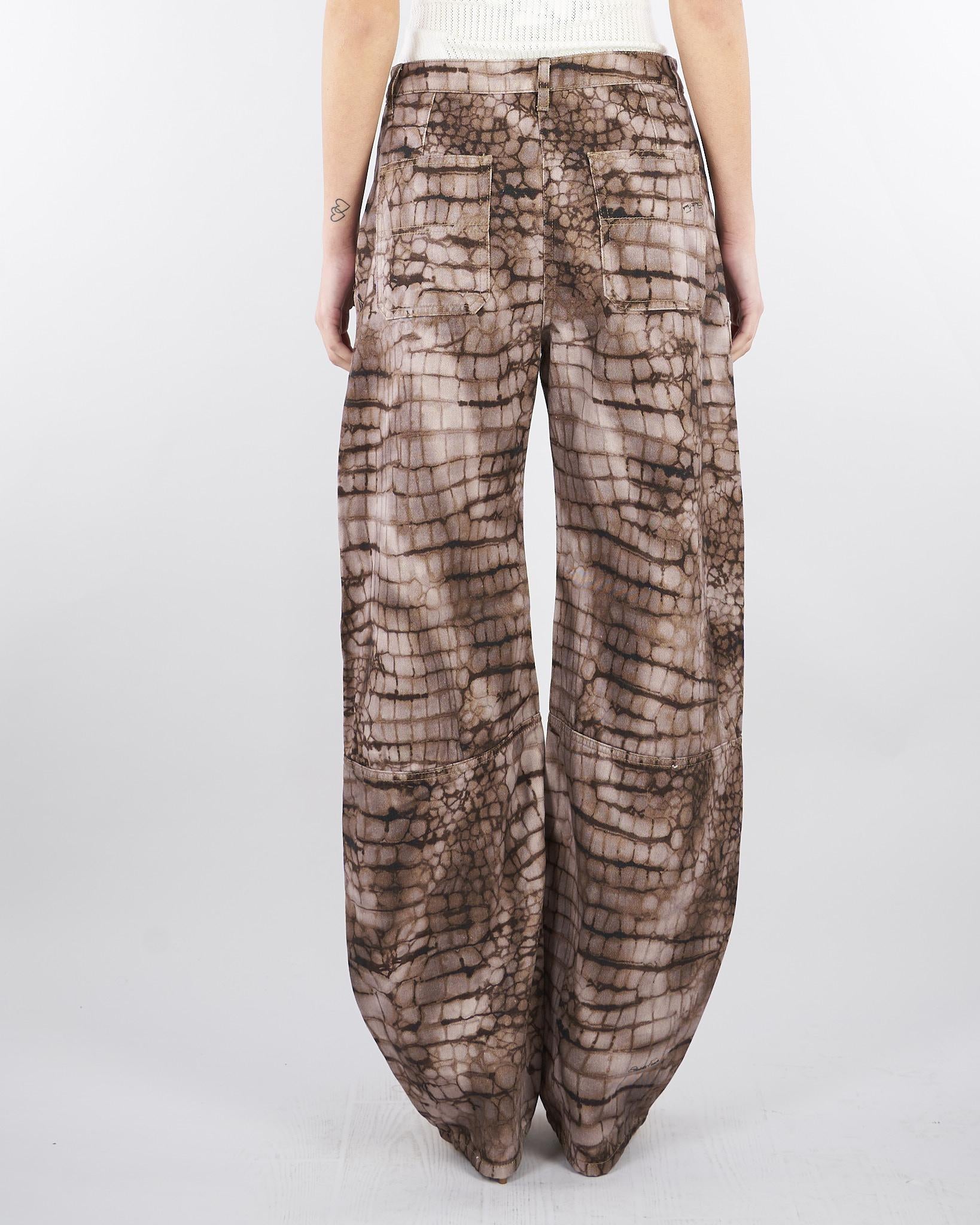 Jeans Cacao in drill con stampa alligatore PJ31D61E2 644 ELISABETTA FRANCHI 