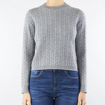 Maglia Grigio in lana a treccia con ricamo vetro specchiato USSURI 2 MAX MARA STUDIO 