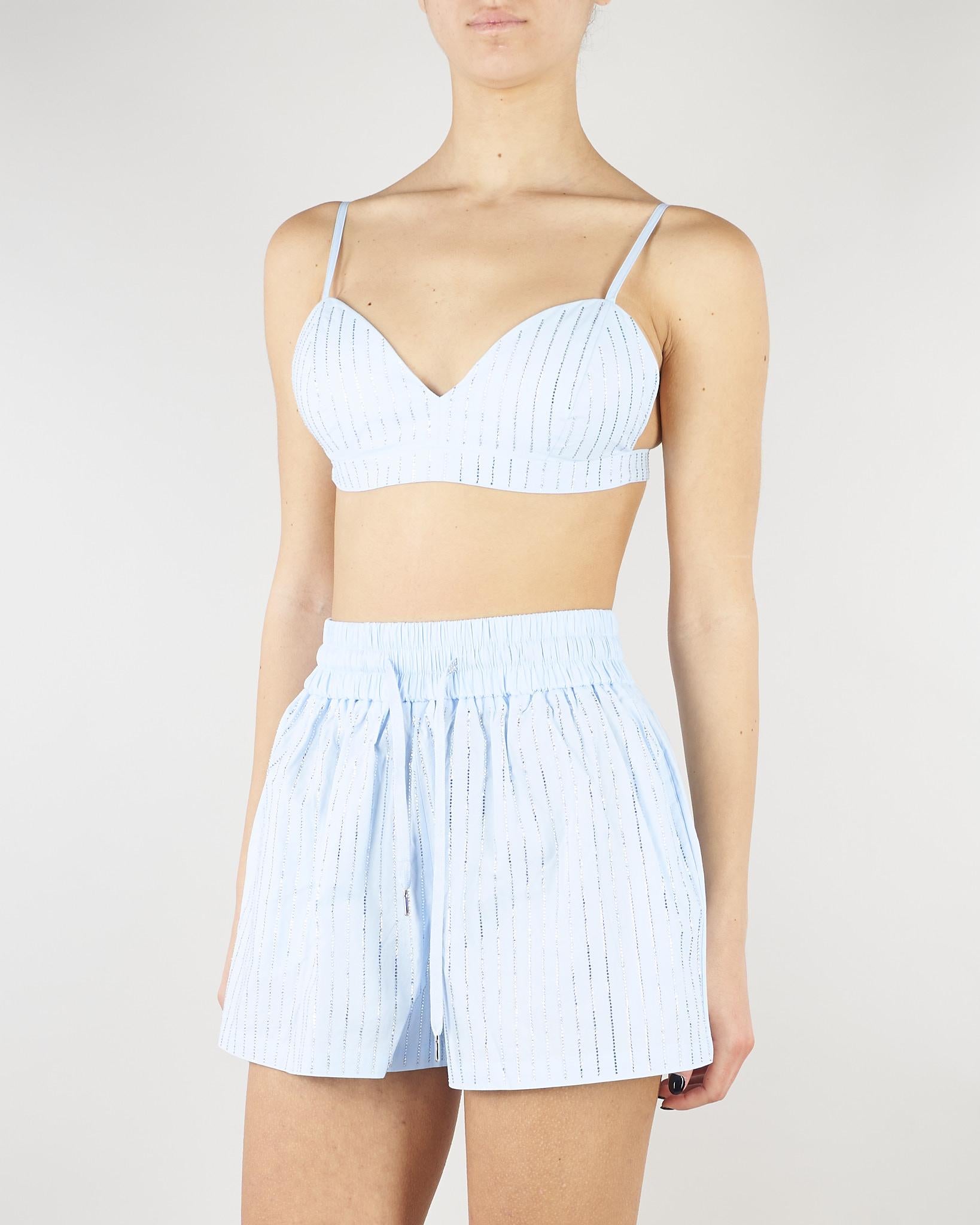 Top Celeste con strass all over NS229 40 NO SECRETS 