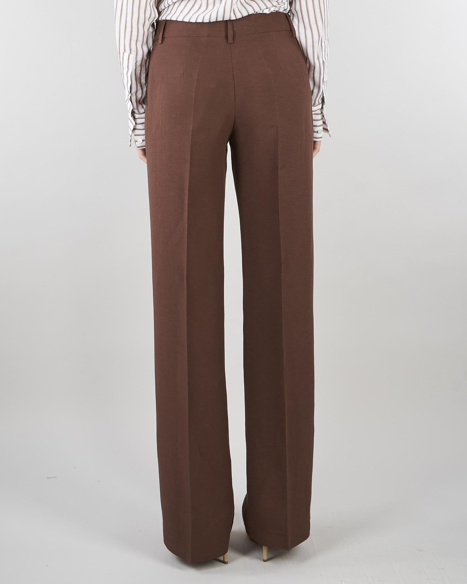 Pantalone Marrone dritto in misto lino D48EP060E32 MFB24 ERMANNO BY ERMANNO SCERVINO 