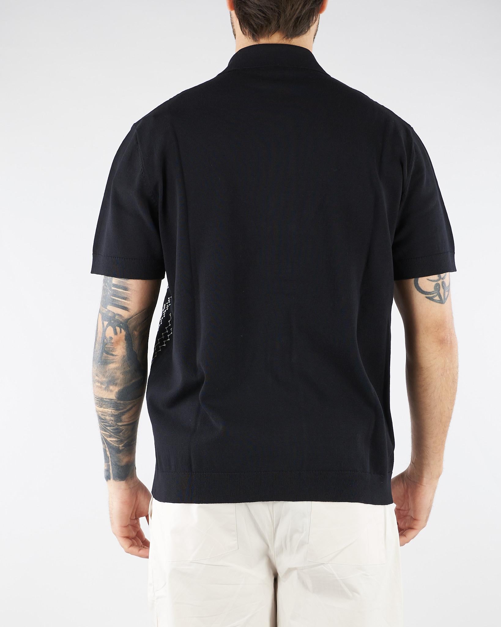 Maglia Nero a Polo con ricamo a contrasto A048F900 9000 PAOLO PECORA 