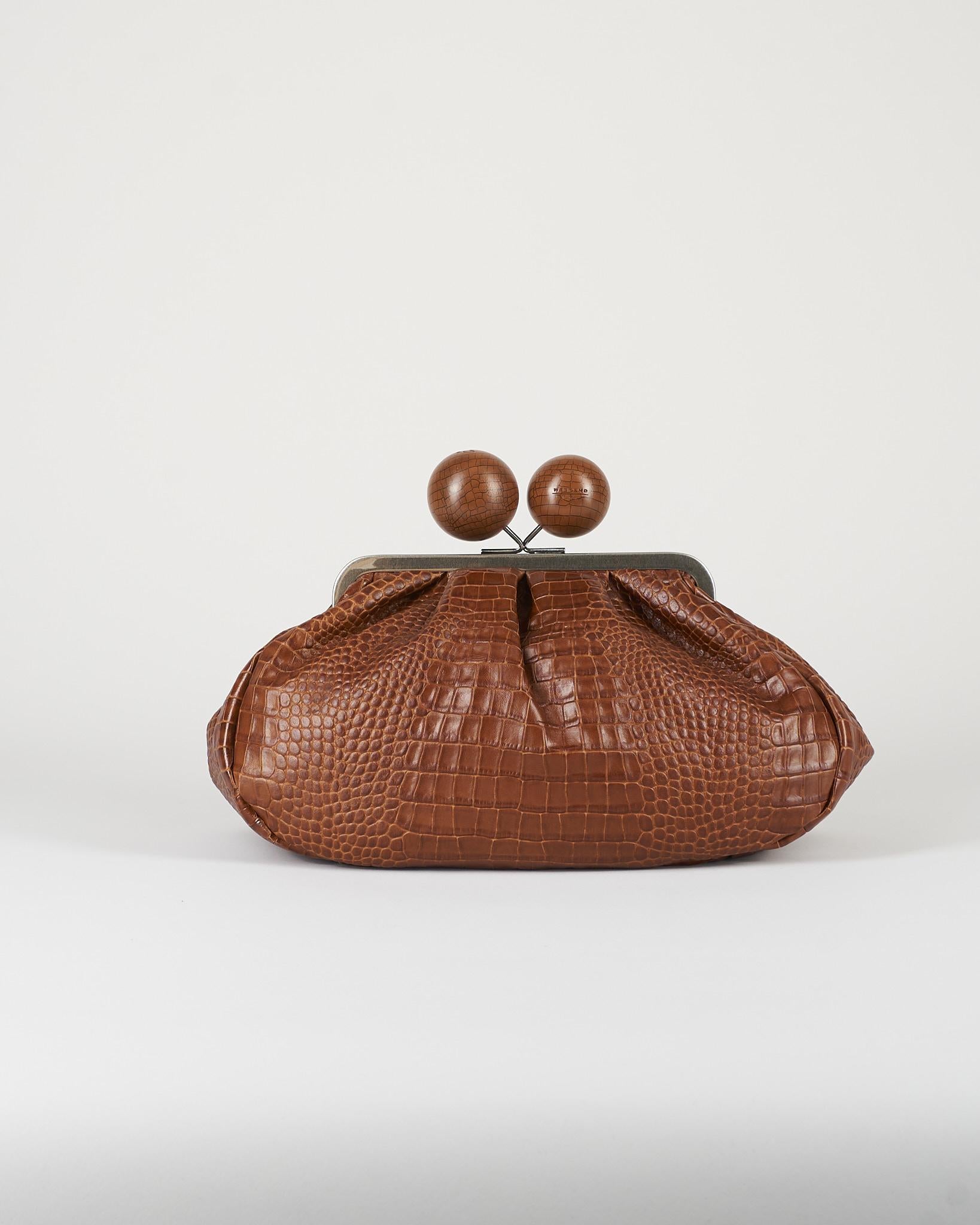 Borsa Pasticcino Bag Cuoio medium in pelle con stampa cocco WKAALISSO 1 MAX MARA WEEKEND 