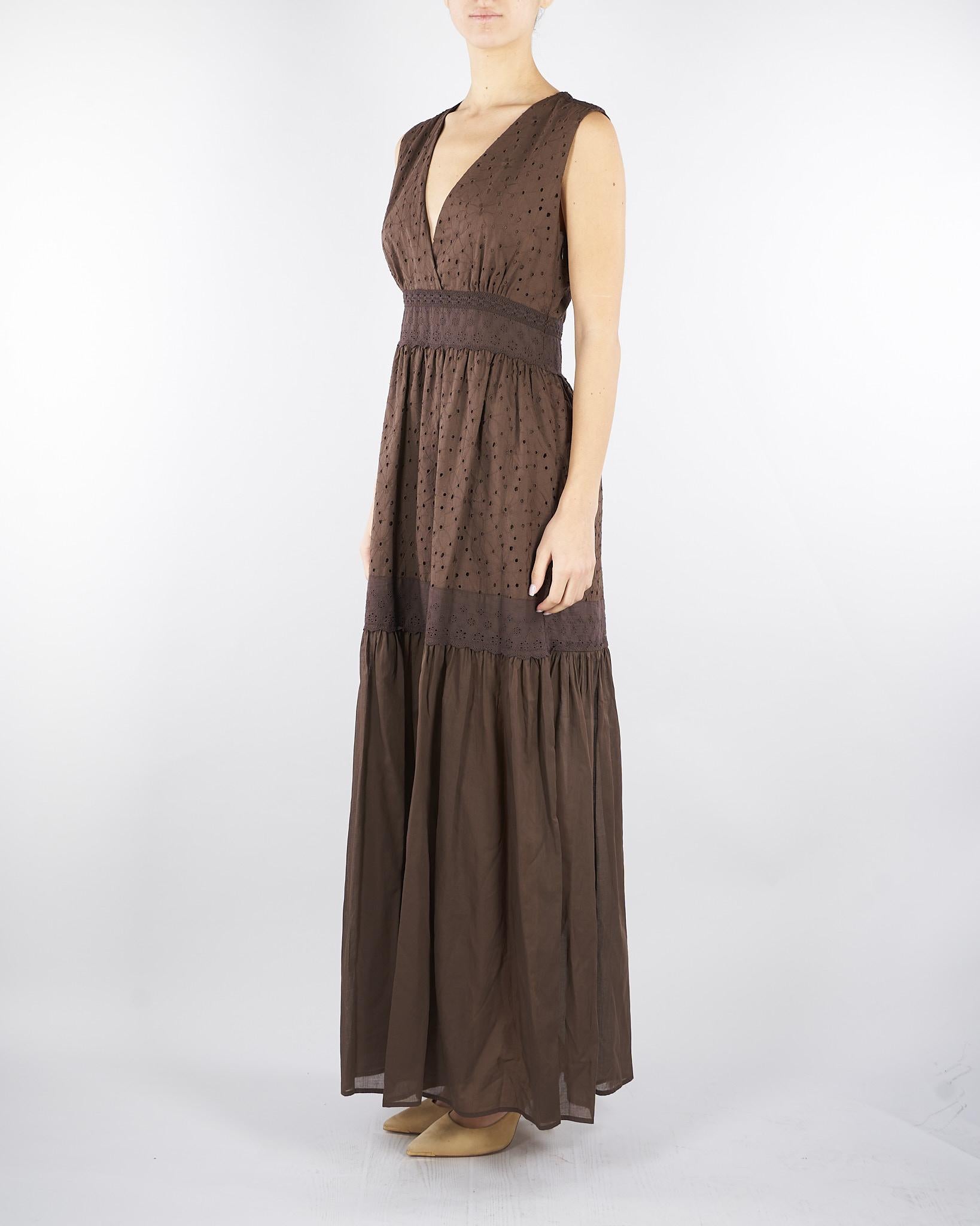 Abito Marro in cotone con ricami pizzo sangallo TF2110 12110 TWIN SET 