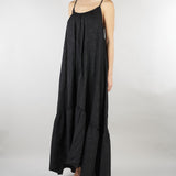 Abito Nero in cupro con spalline sottili SS260022 99 ELEH 