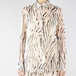 Camicia Crema-Nero in georgette stampata PBPGIRAFFA 9 PENNY BLACK 