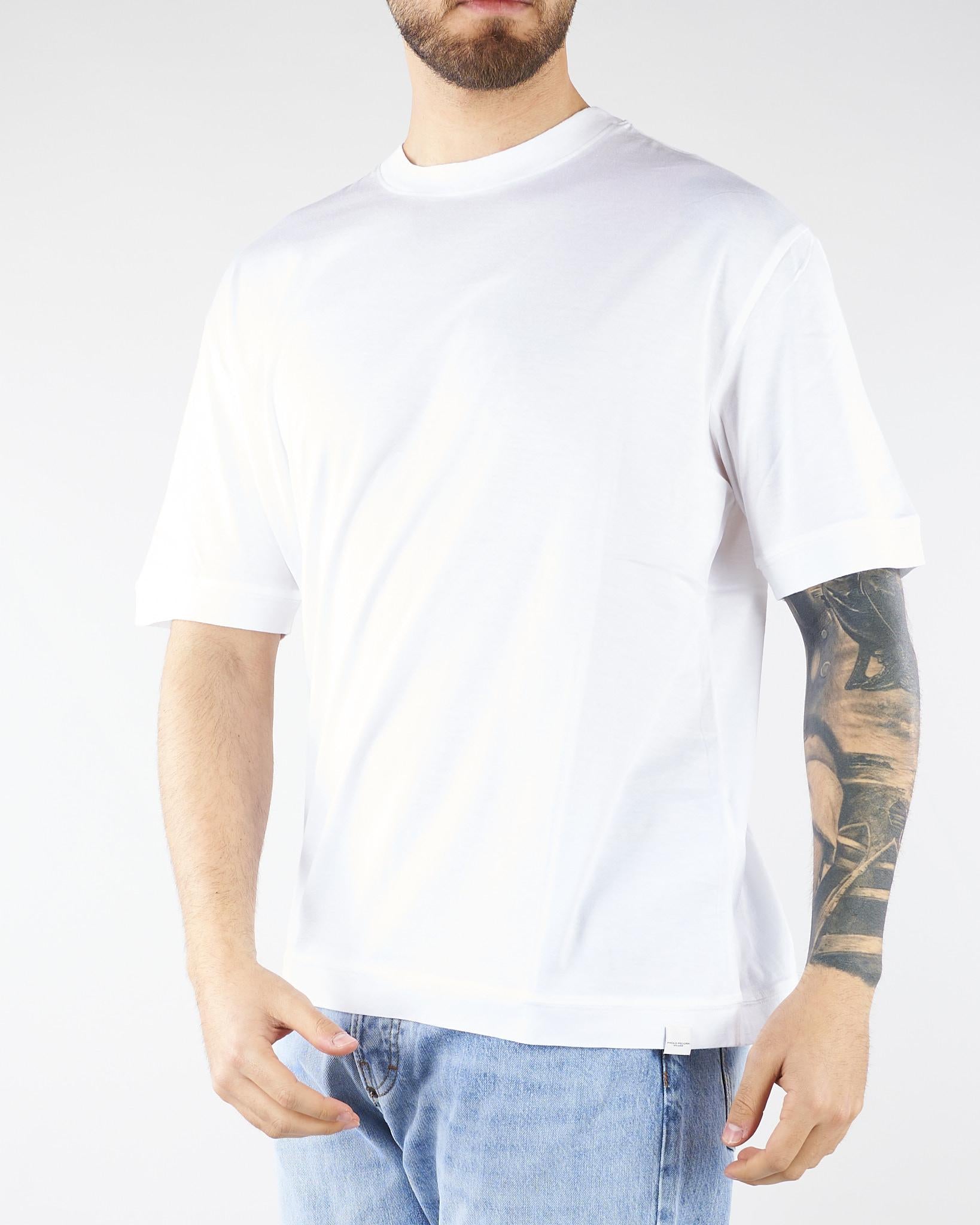 T-shirt Bianco in jersey lucido F0134054 1101 PAOLO PECORA 