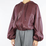 Bomber Bordeaux in ecopelle con cappuccio VHN6KGJC 85 IMPERIAL 