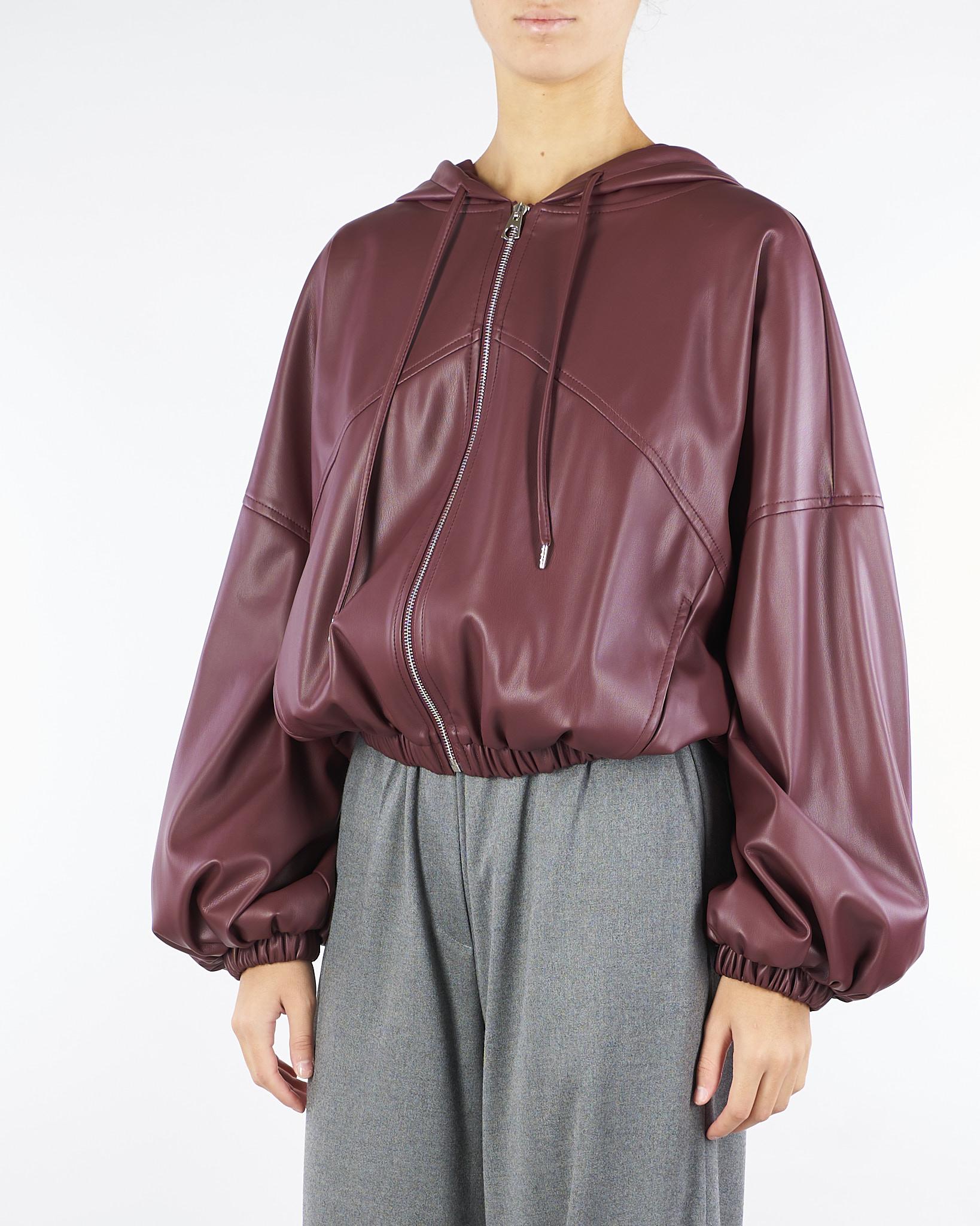 Bomber Bordeaux in ecopelle con cappuccio VHN6KGJC 85 IMPERIAL 