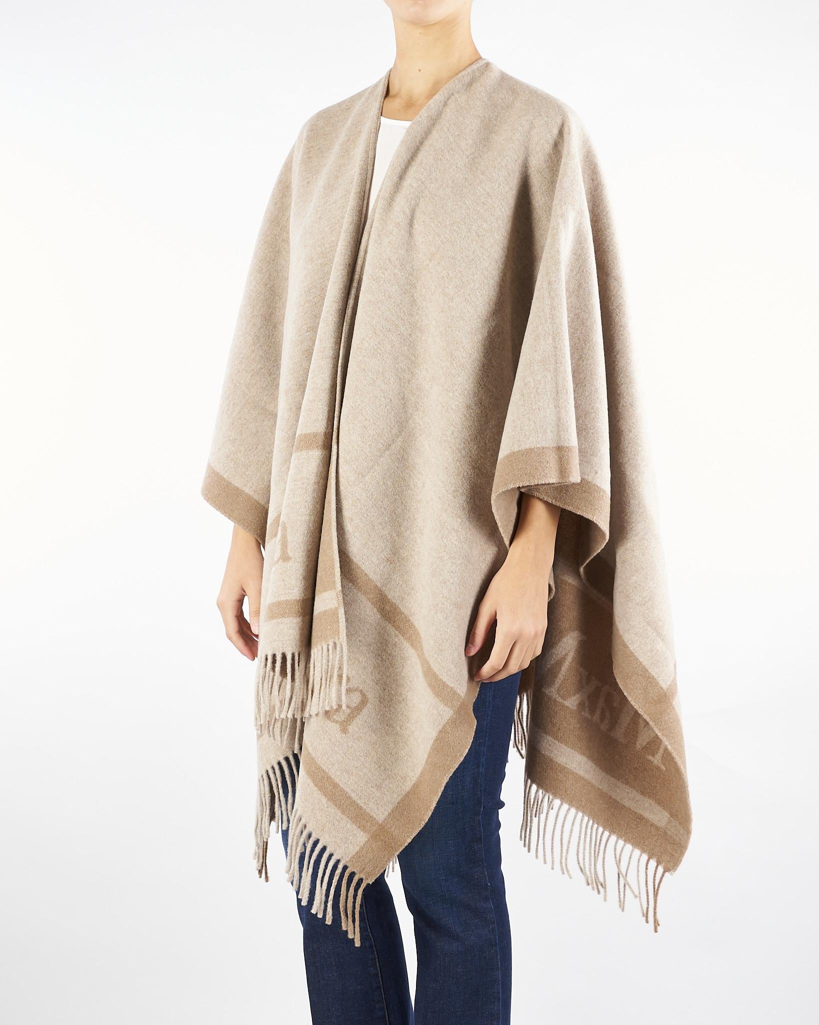 Poncho Beige in pura lana con logo HILDESTD 1 MAX MARA STUDIO 