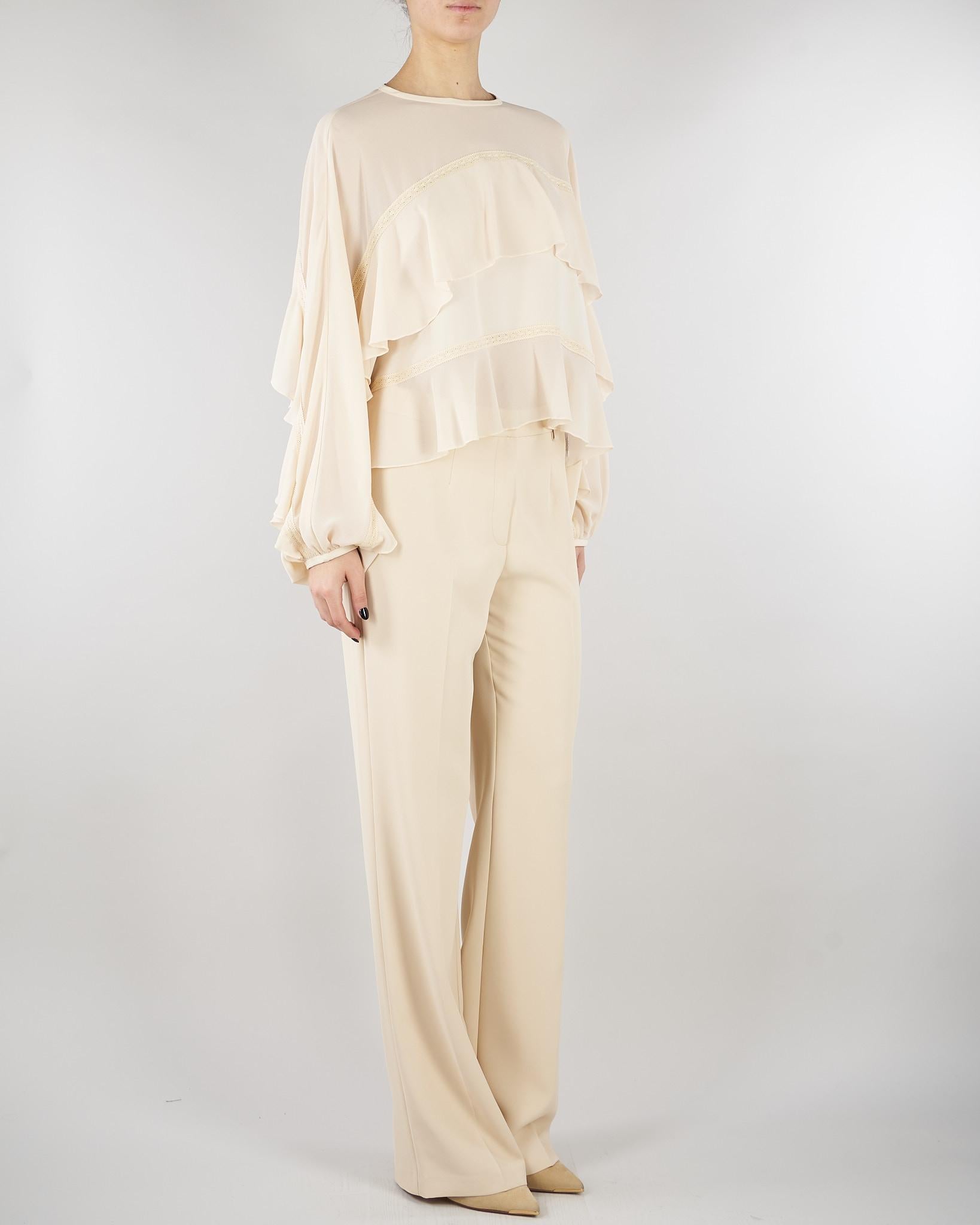 Blusa Fuji crema con balze FUJI 690 NENETTE 