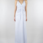 Abito Celeste in satin con drappeggio SS260381 25 ELEH 