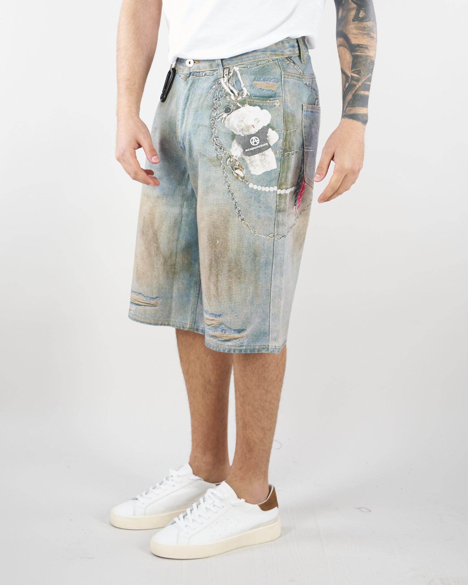 Bermuda stampati in Denim HTEM822002 315 ACUPUNCTURE 