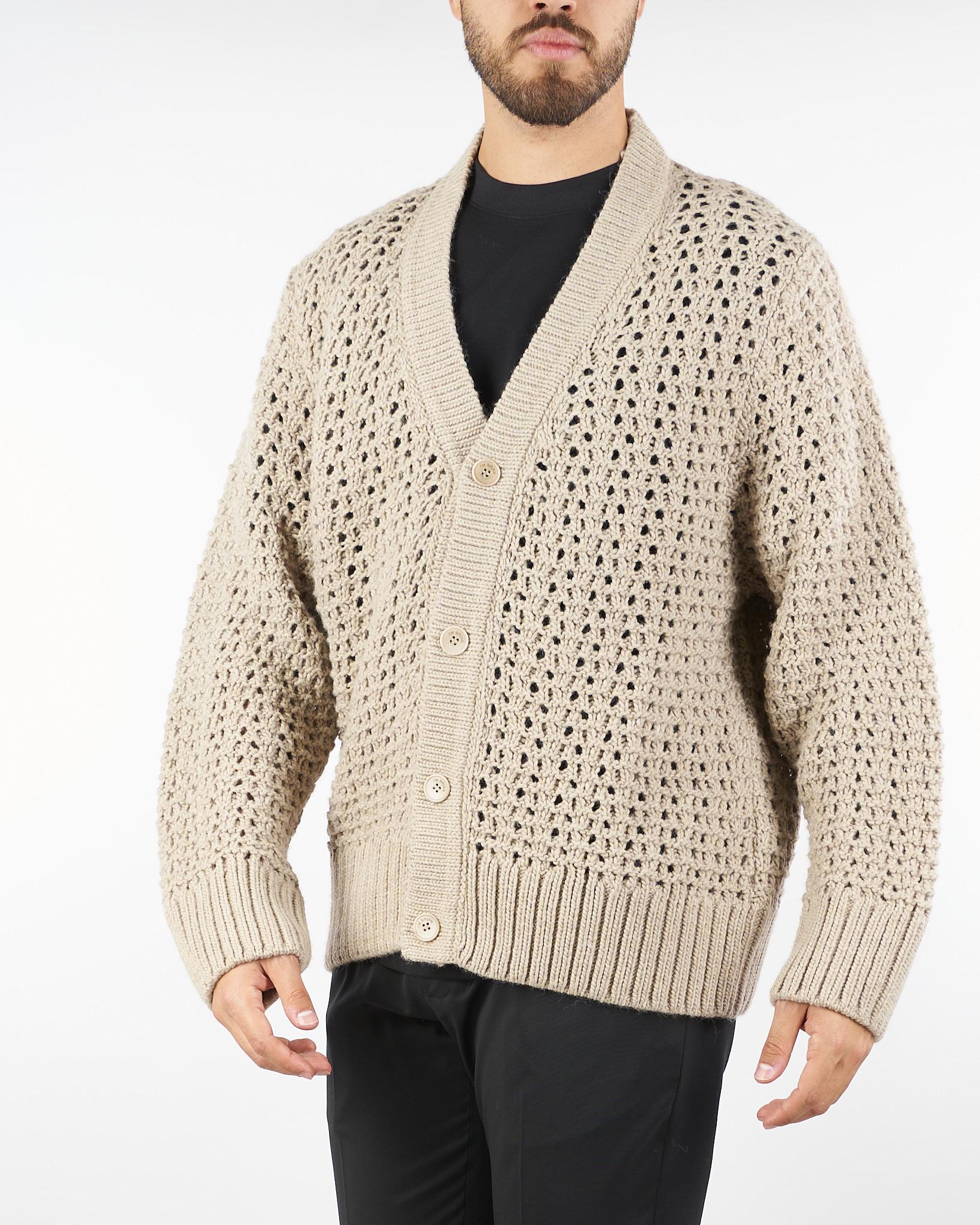Cardigan Beige traforato in lana MA3401 25 I'M BRIAN 