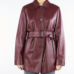 Giacca Bordeaux in nappa con cintura TOLMIN 1 MAX MARA STUDIO 