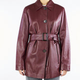 Giacca Bordeaux in nappa con cintura TOLMIN 1 MAX MARA STUDIO 