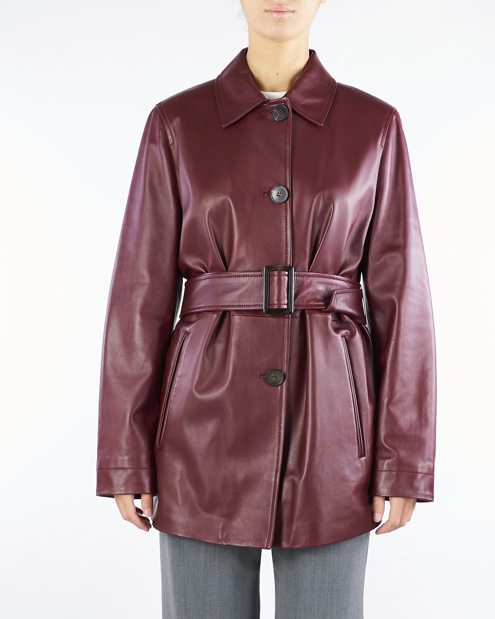 Giacca Bordeaux in nappa con cintura TOLMIN 1 MAX MARA STUDIO 