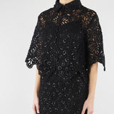 Camicia Nero in macramè con paillettes PBPGIULIVA 2 PENNY BLACK 