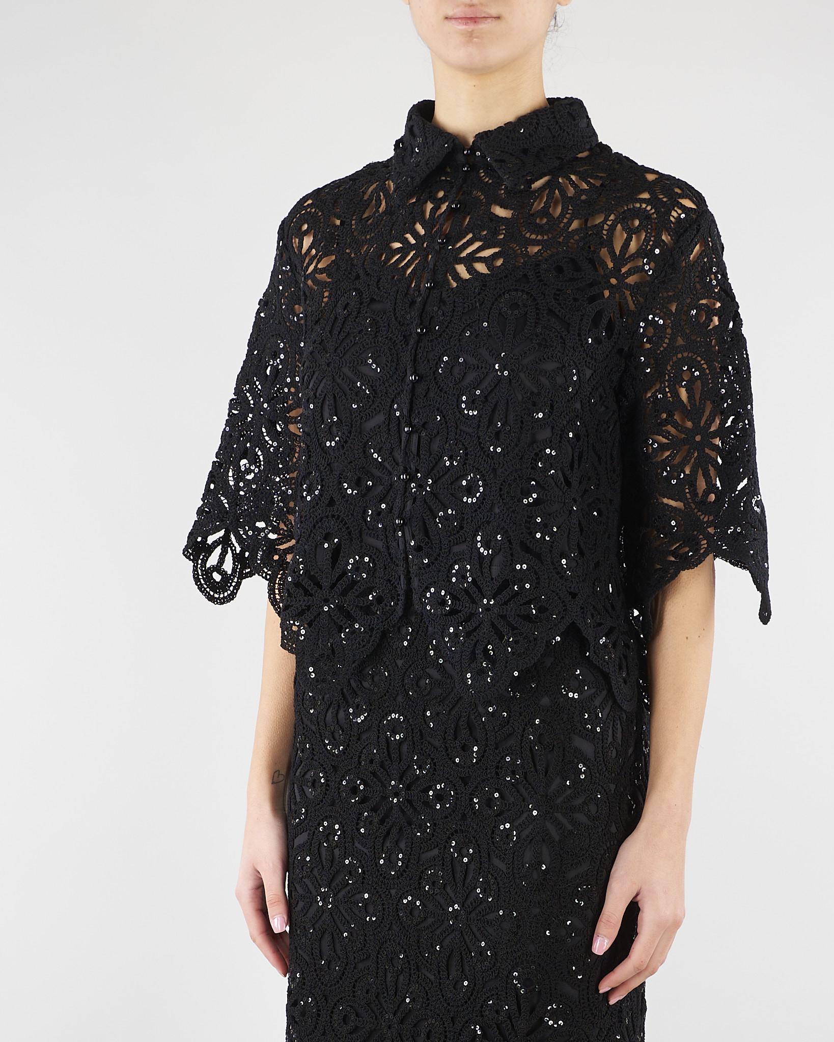 Camicia Nero in macramè con paillettes PBPGIULIVA 2 PENNY BLACK 