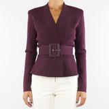 Giacca Merlot in maglia con cintura MK48S57E2 EA4 ELISABETTA FRANCHI 