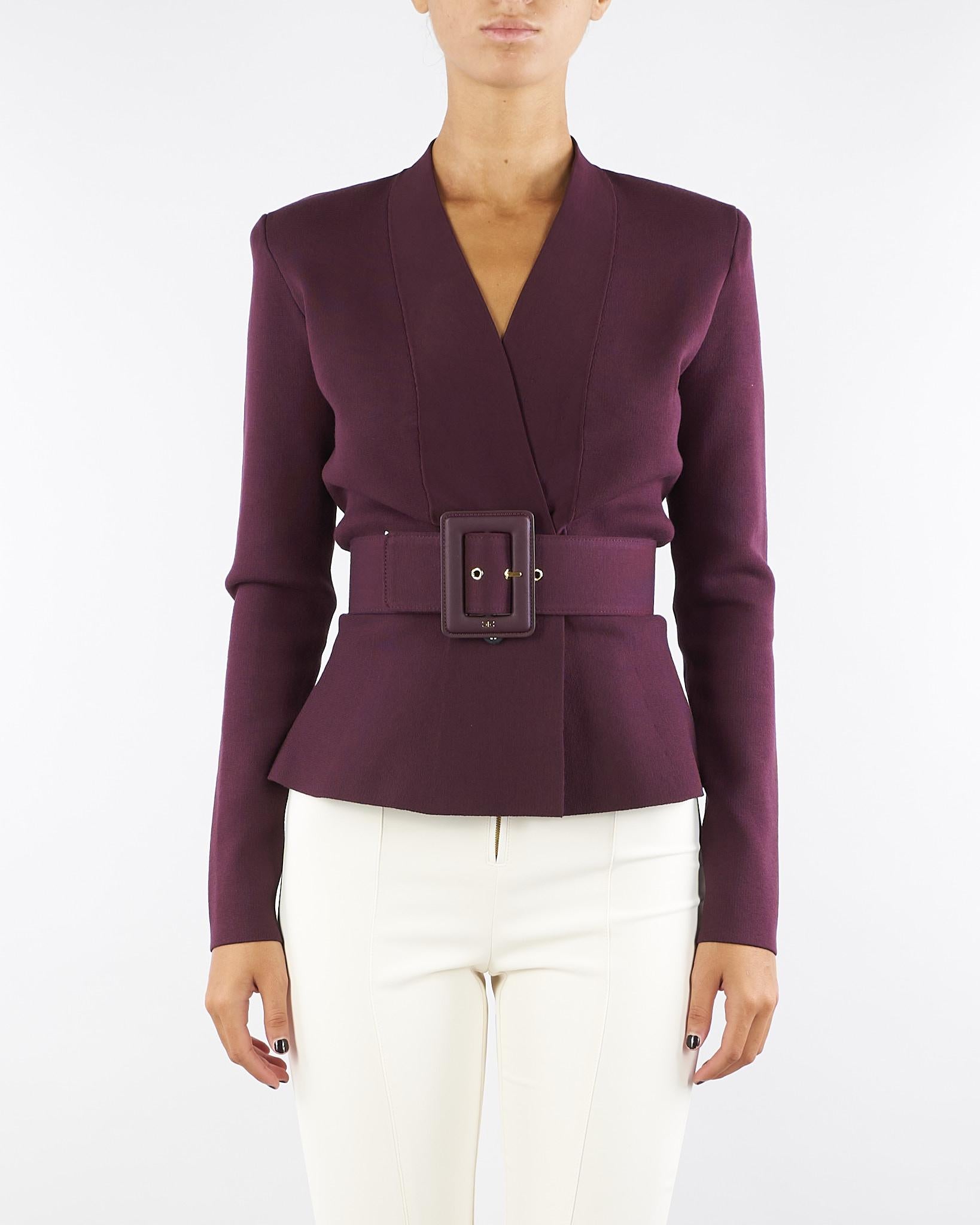 Giacca Merlot in maglia con cintura MK48S57E2 EA4 ELISABETTA FRANCHI 