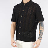 Maglia Camicia Nero jacquard in maglia