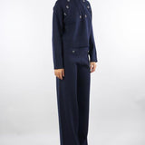 Pantaloni Blu in maglia con bottoni gioiello RF5260MA41R 93812 BLUGIRL 