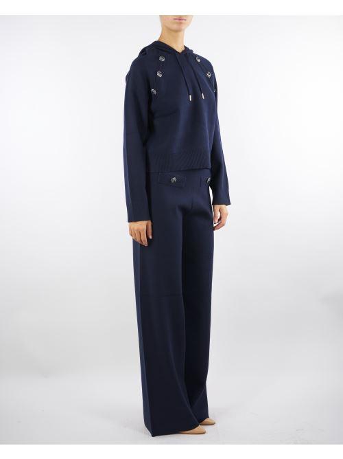 Pantaloni Blu in maglia con bottoni gioiello RF5260MA41R 93812 BLUGIRL 