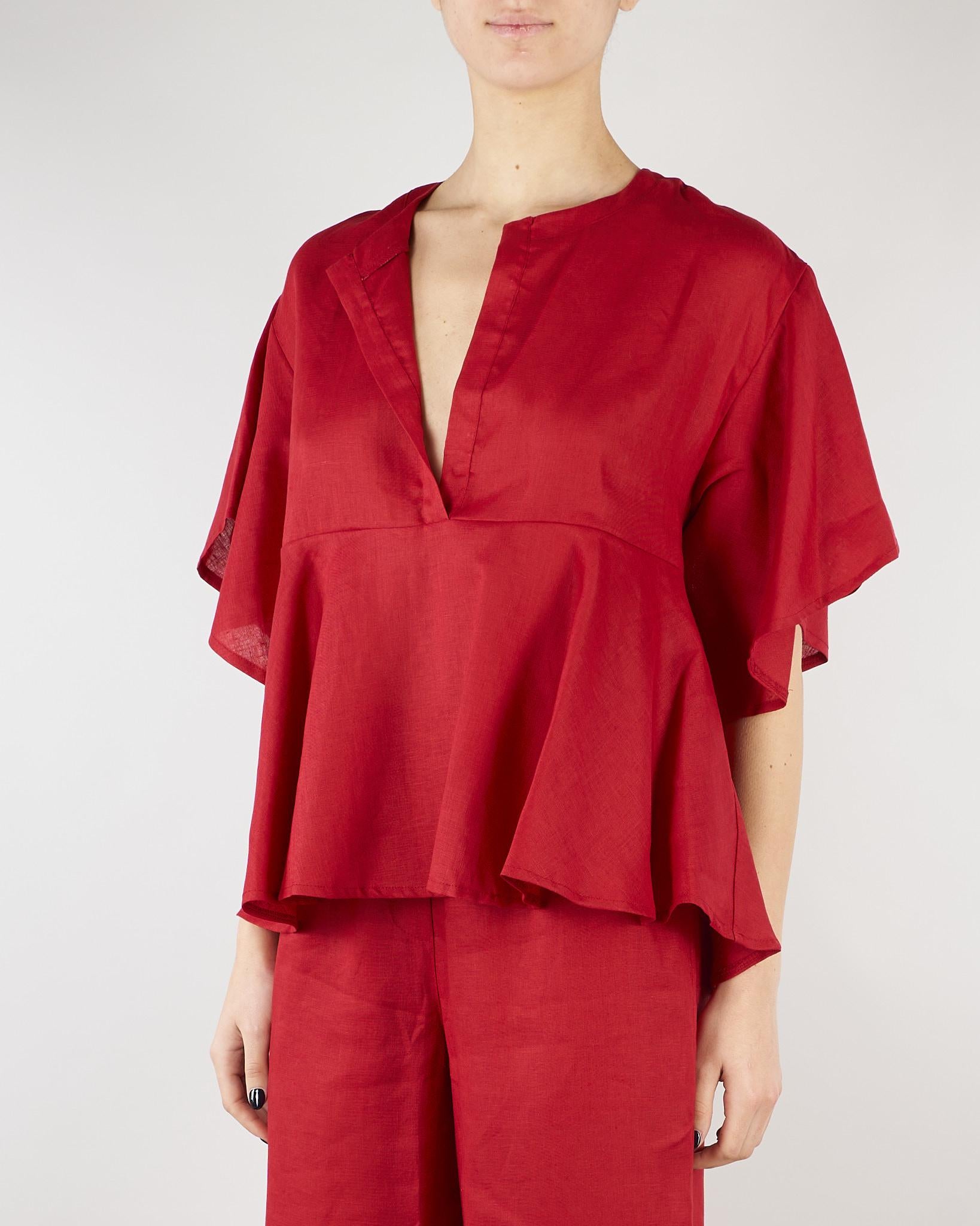 Blusa Rosso in lino SP5LE033 4031 ICONA 