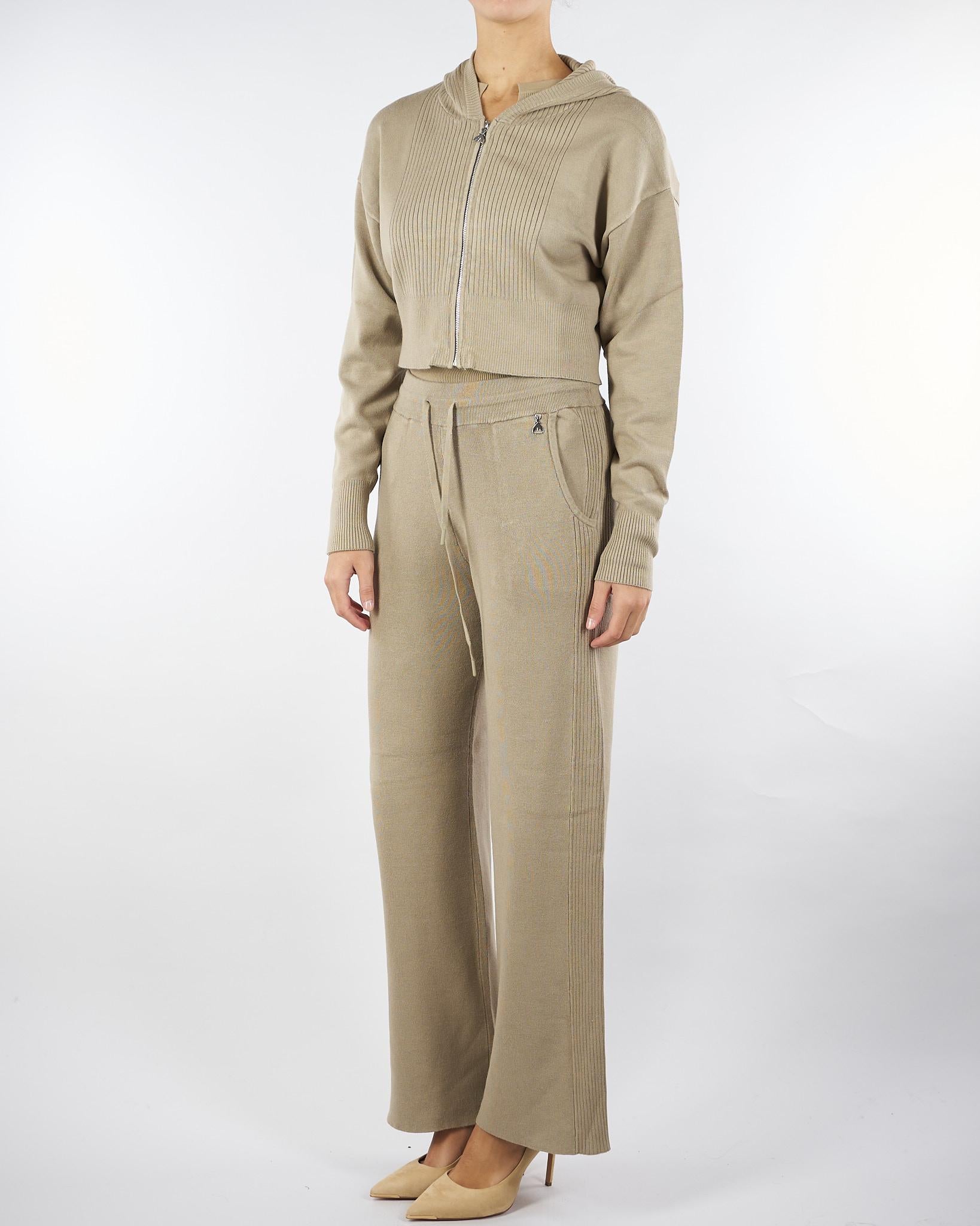 Maglia cropped Beige con cappuccio 2K0339K207 B848 PATRIZIA PEPE 