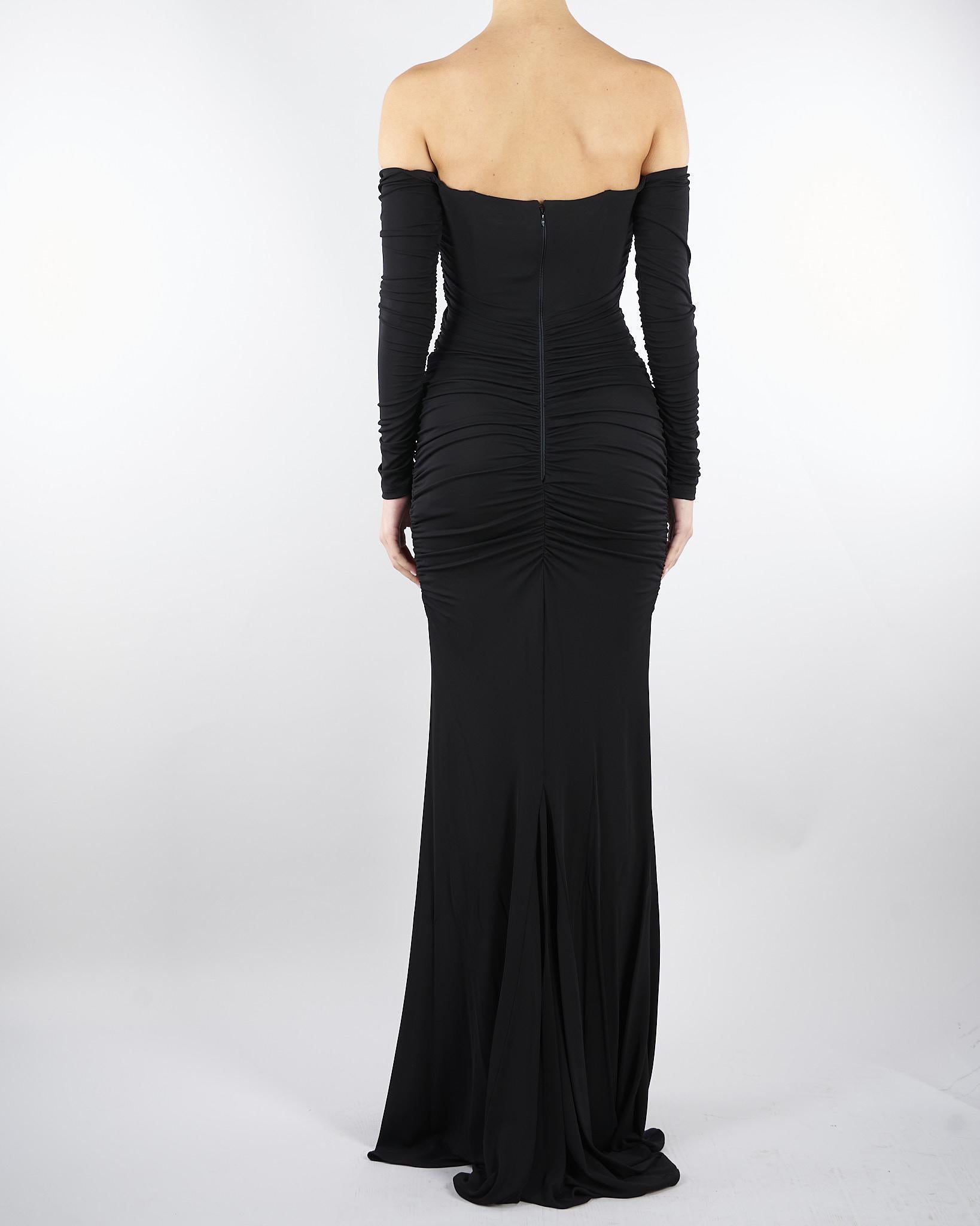Abito Nero Red Carpet in jersey crêpe con drappeggi ABR1061E2 110 ELISABETTA FRANCHI 