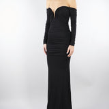 Abito Nero Red Carpet in jersey crêpe con drappeggi ABR1061E2 110 ELISABETTA FRANCHI 