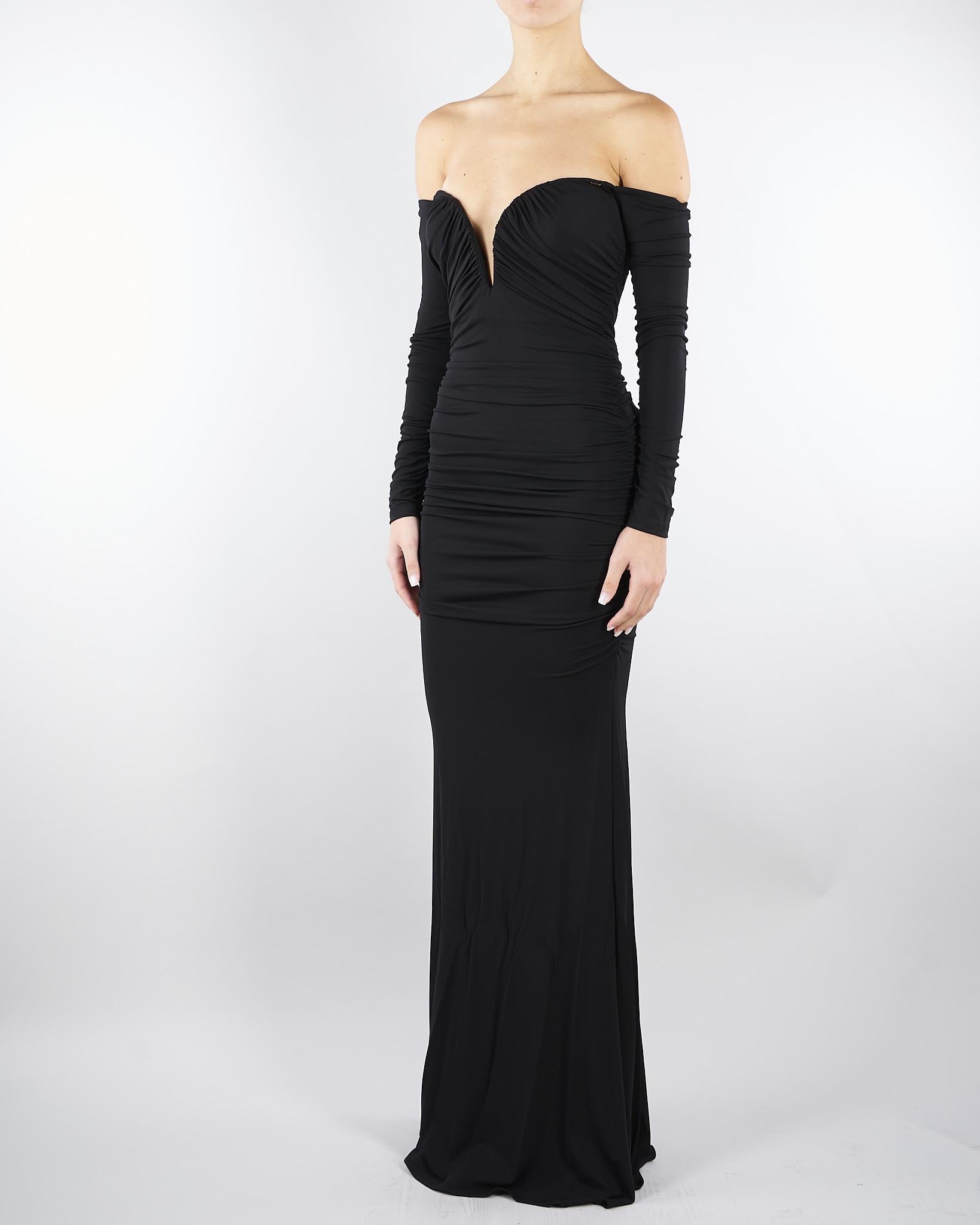 Abito Nero Red Carpet in jersey crêpe con drappeggi ABR1061E2 110 ELISABETTA FRANCHI 