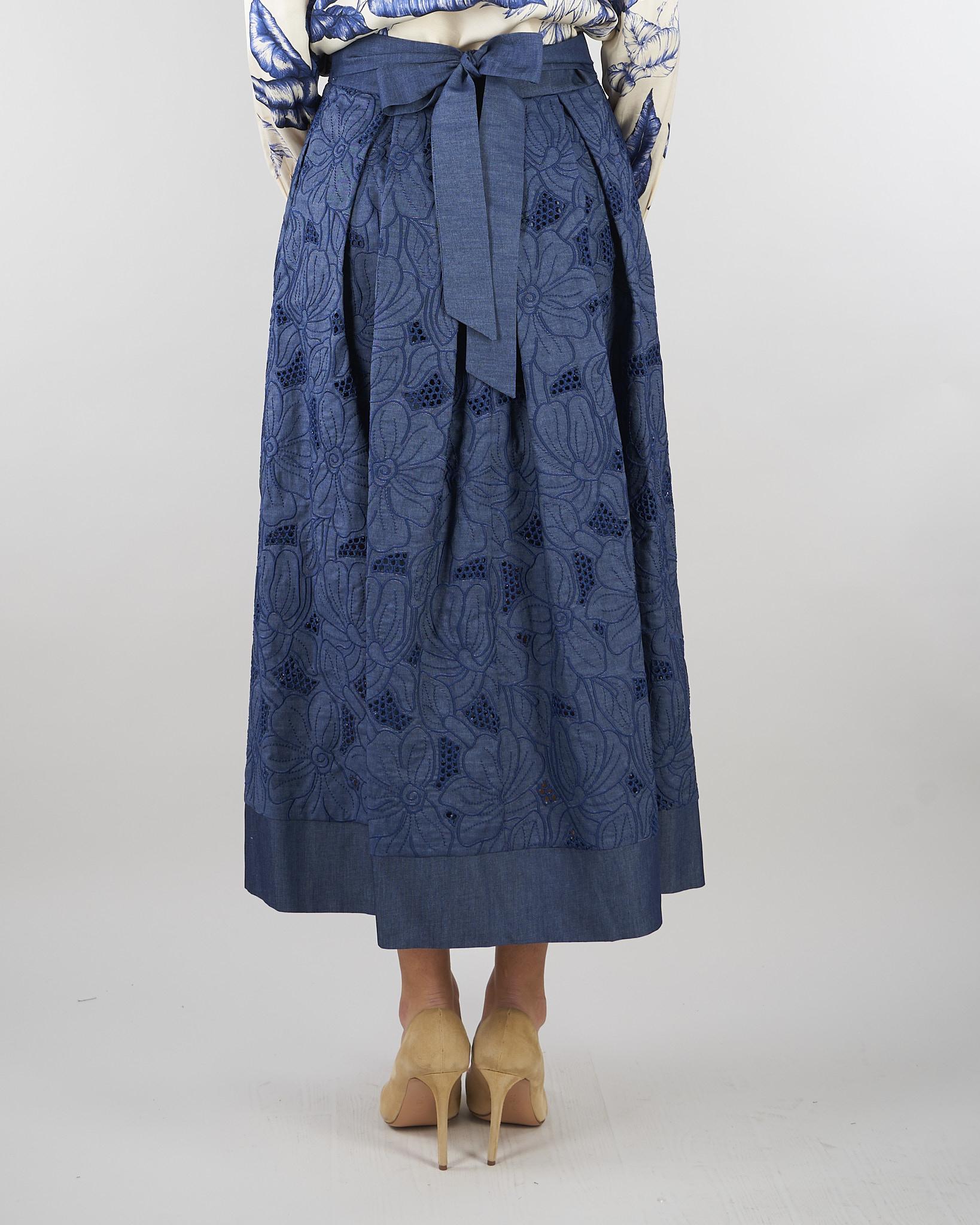 Gonna jacquard Blu con pieghe E1189734 81 CLIPS 