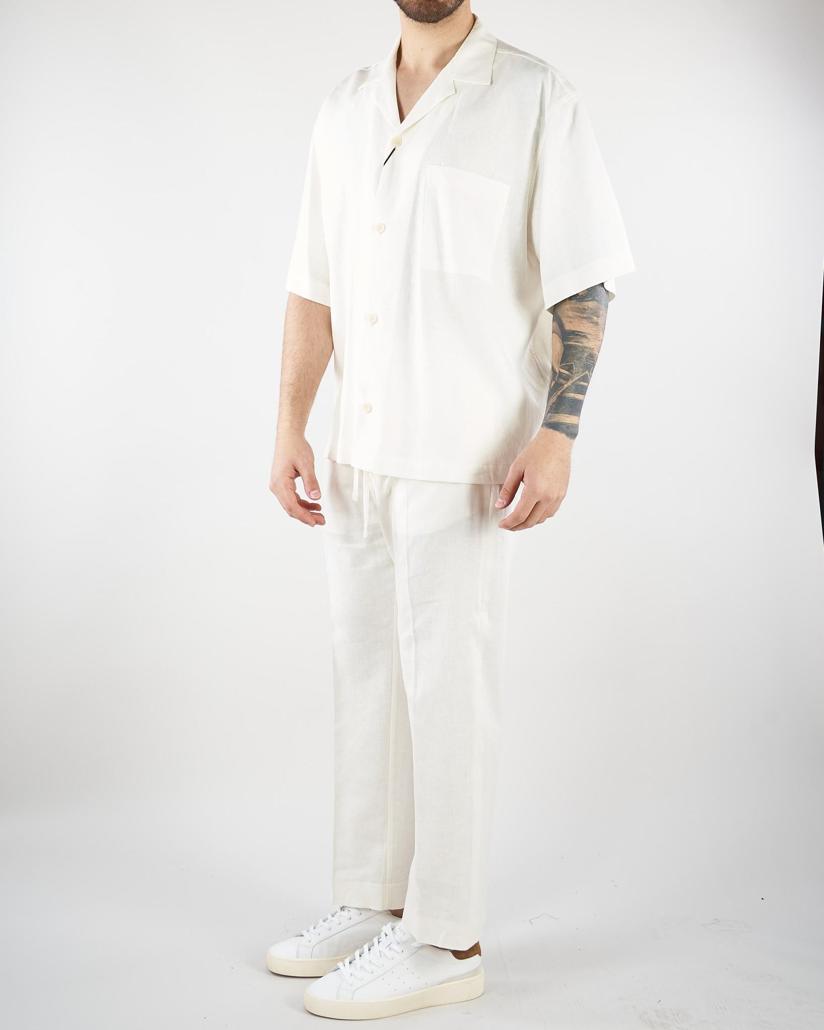 Camicia Bianco in lino CA3637 1 I'M BRIAN 
