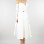 Gonna Avorio in duchesse con logo gioiello GO15661E2 360 ELISABETTA FRANCHI 