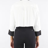 Camicia bicolor Bianco-Nero cropped in cotone CA10056E2 221 ELISABETTA FRANCHI 