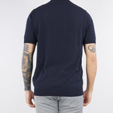 Maglia Blu jacquard in cotone ice crèpe