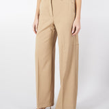 Pantalone Beige palazzo in tela di lana