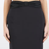 Gonna Nero in crêpe con fiocco in raso