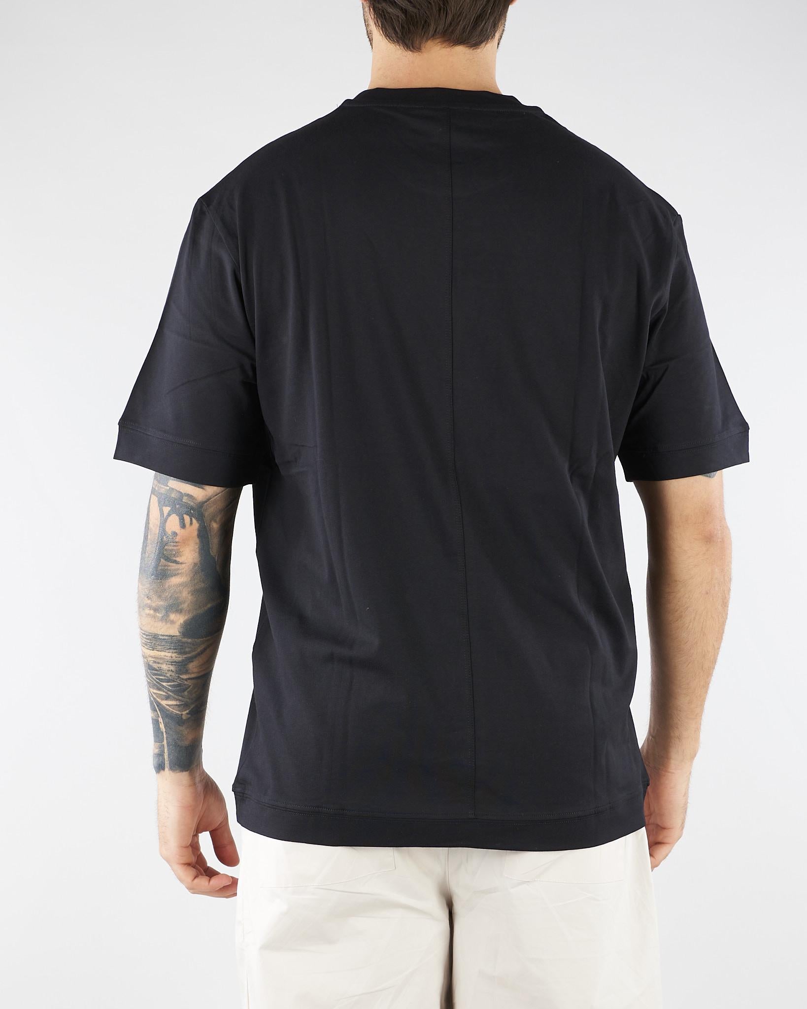 T-shirt Nero in jersey di cotone Relaxed fit F0114095 9000 PAOLO PECORA 