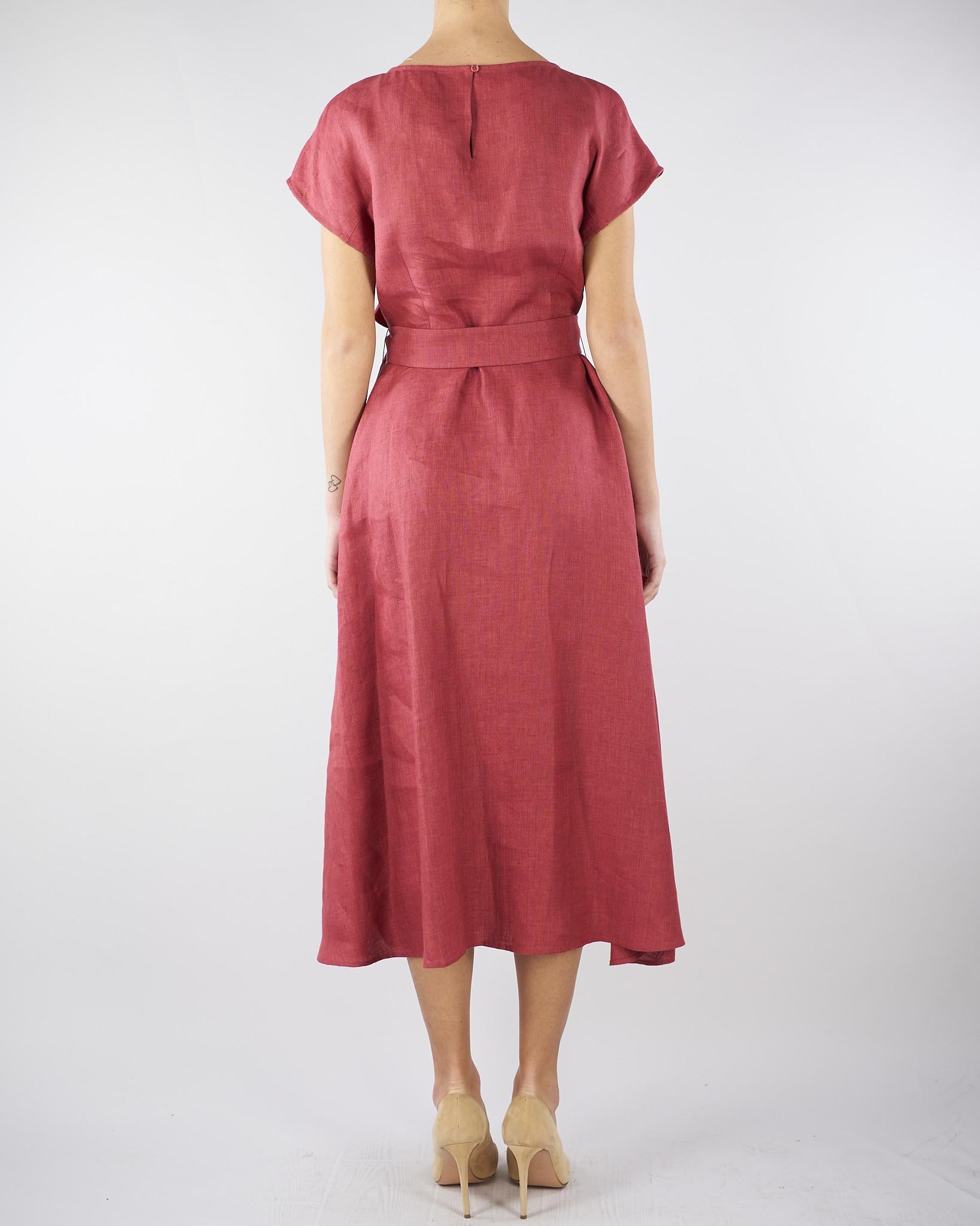 Abito midi Ciliegia in canvas di lino WKDESORDIO 34 MAX MARA WEEKEND 